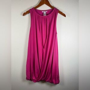 Alice + Olivia Sleeveless Hot Pink Twist Front Silk Blend Bubble Dress S